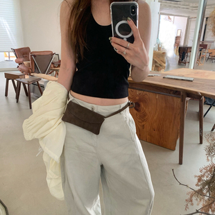 Unique blue真皮信封腰包牛皮休闲搭配配饰小包零钱包斜挎包