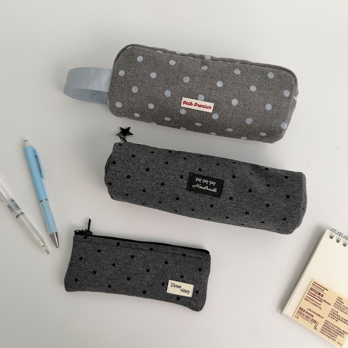 Unique blue灰黑波点笔袋收纳包ins风大容量立体笔袋韩系化妆刷包,文具电教/文化用品/商务用品,笔袋,淘宝优惠券,粉丝福利购,淘宝优惠卷