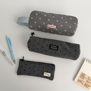 Unique blue波点笔袋收纳包ins风大容量立体笔袋韩系化妆刷包