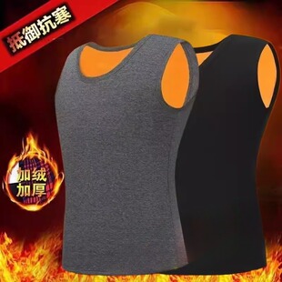 冬季黄金绒加绒加厚保暖背心男青年坎肩恒温棉修身内衣大码马甲潮