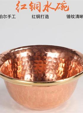 尼泊尔红铜供碗手工锤纹供奉净水杯七供碗藏式圣水杯供水碗摆件