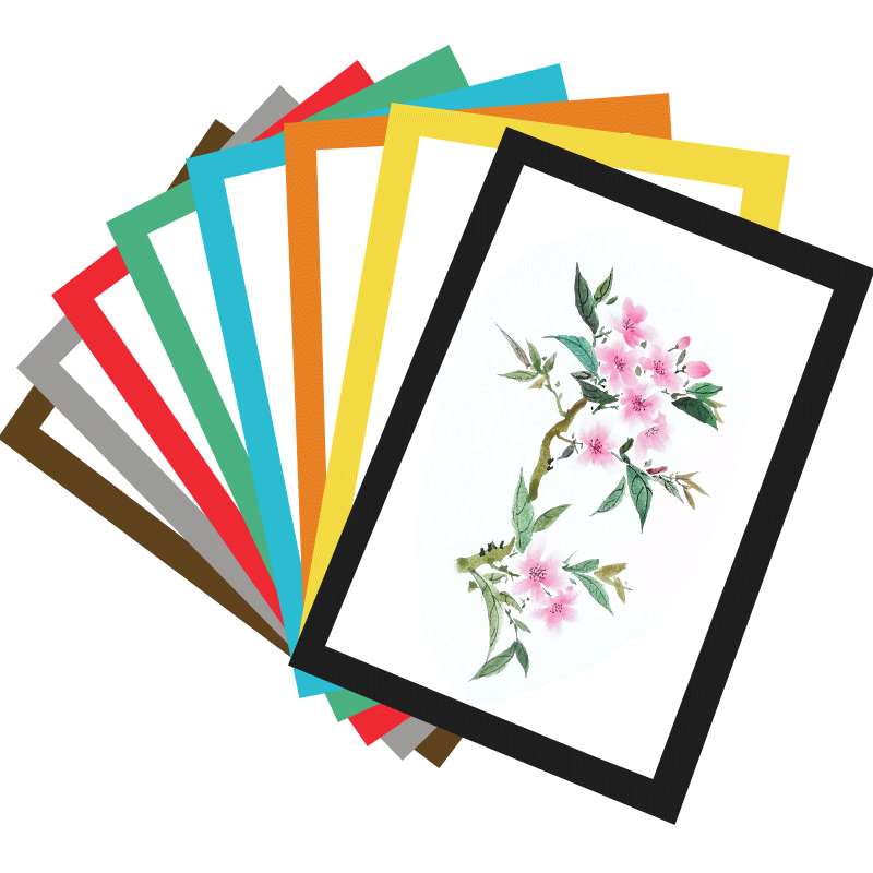 慧洋A4 8K边框卡纸a4长方形彩色卡纸儿童美术绘画镜片卡纸外方内圆白色加厚花边纸镜面纸儿童美术素描绘画纸