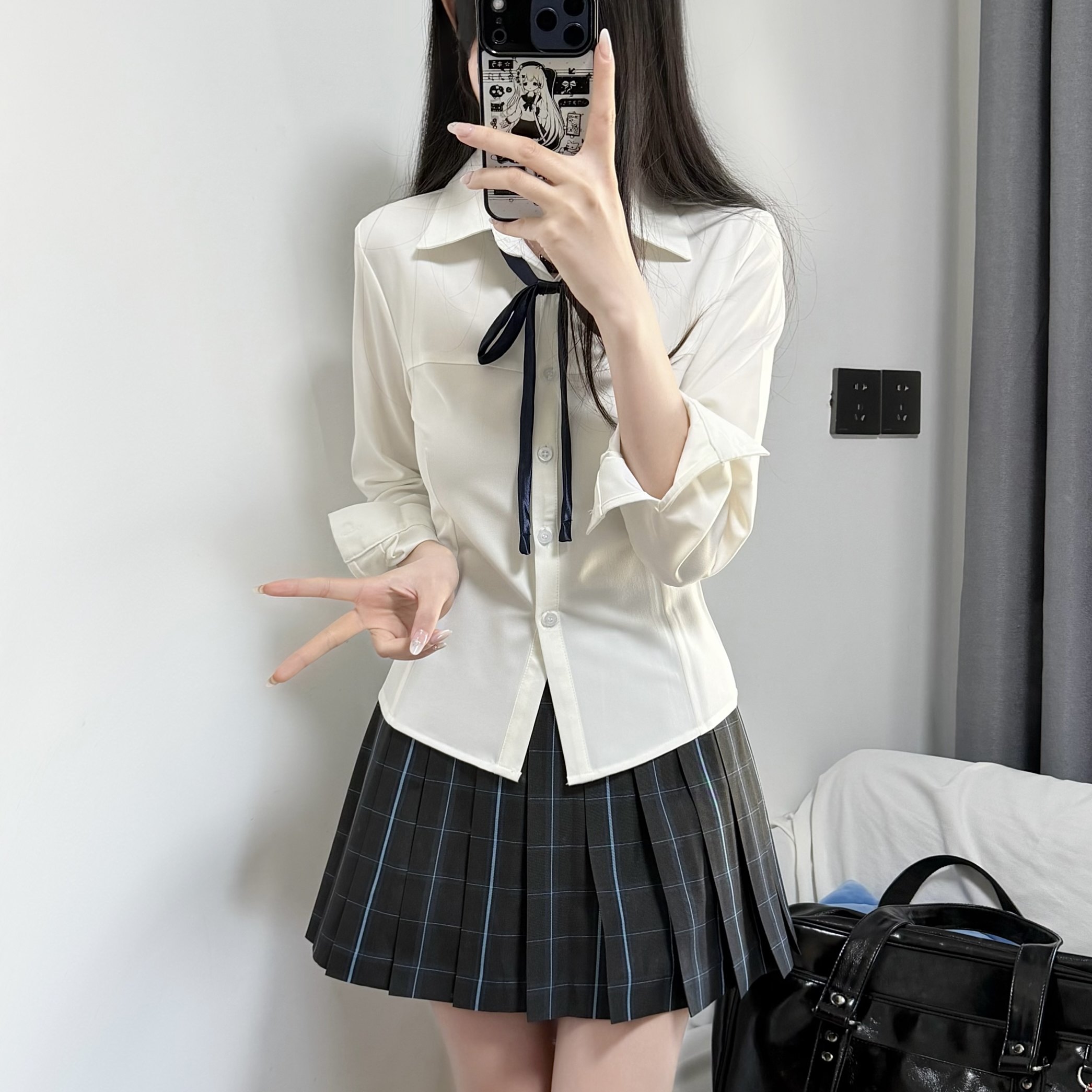 山茶与书原创日系学院风jk白衬衫女春夏长袖短袖收腰显瘦制服内搭