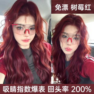 树莓红染发剂膏复古红棕免漂染头发植物纯波尔多红官方正品 旗舰店