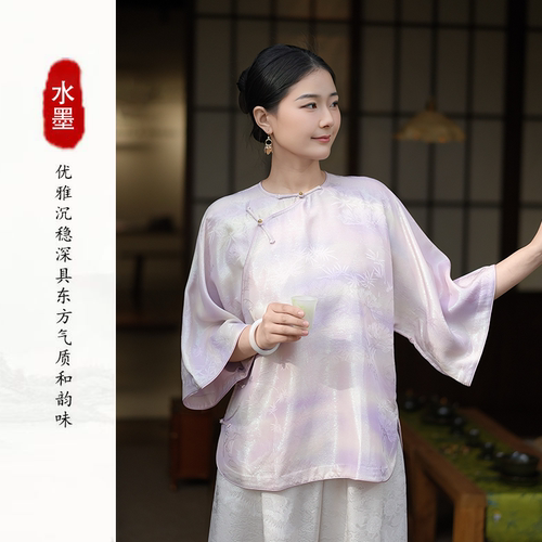 新中式釉彩手绘正娟窑变外套