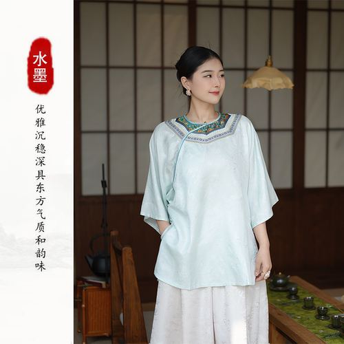 原创设计师金丝萝拼蜀锦外套