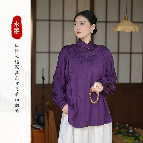 春夏新款满罗织减龄新中式衬衫