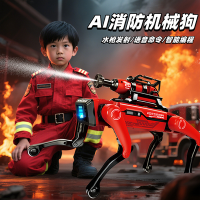 机器狗电动遥控喷水消防水炮男孩玩具儿童ai人工智能编程生日礼物