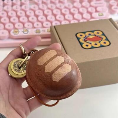 龟龟卜金钱龟壳甲卜钥匙扣创意解压桌面铜钱摇卦龟龟卜实木挂件生