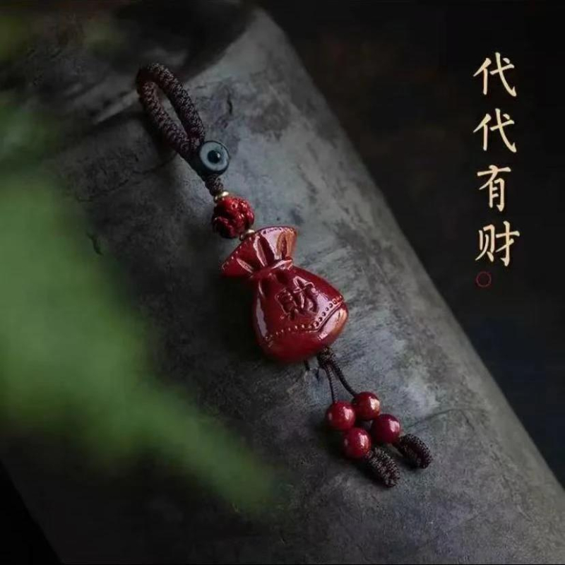 红沙钱袋子代代有财挂件袋袋有钱十二生肖招财有福朱砂钥匙扣红沙