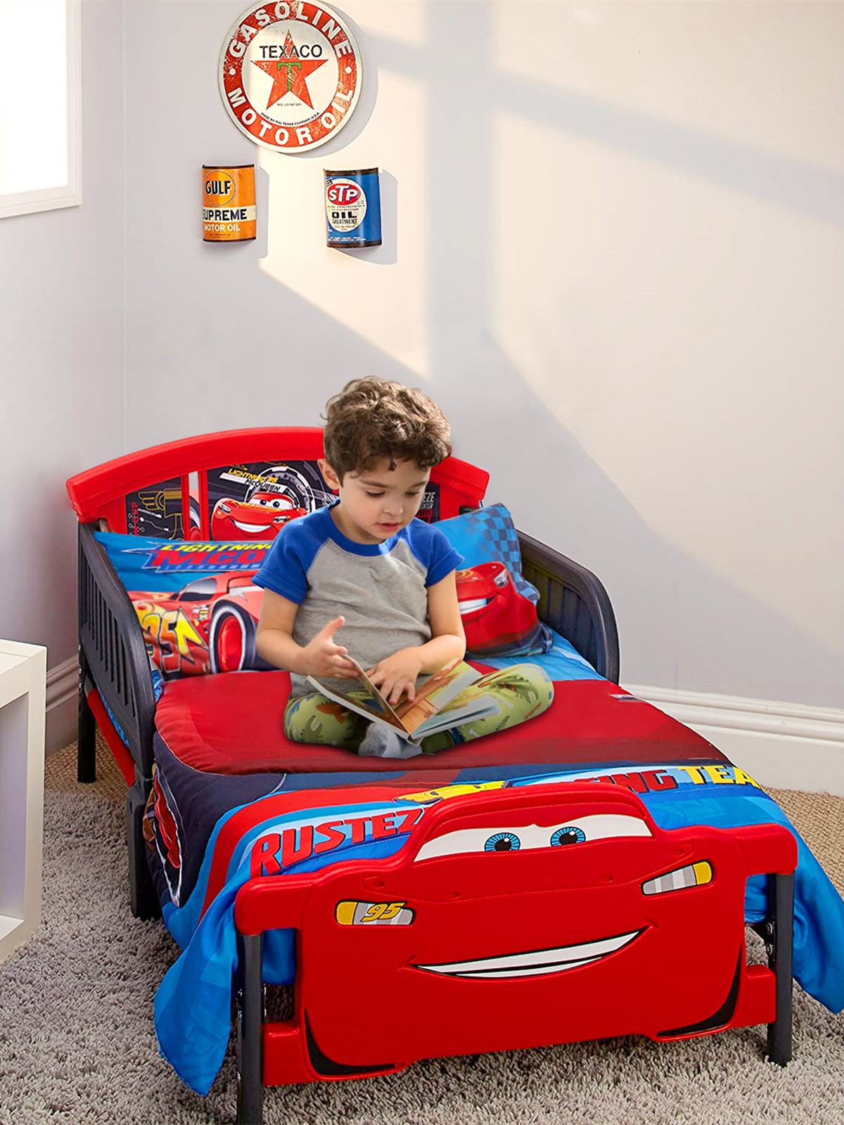 Delta儿童床简约拼接床汽车床男孩带护栏女孩公主床可加高45cm