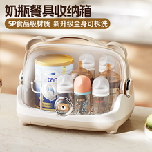 婴儿专用奶瓶收纳盒食品级宝宝餐具辅食工具收纳箱沥水架防尘带盖