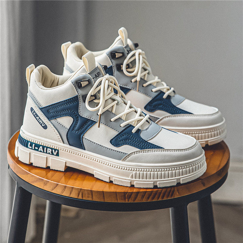 马丁靴男高帮青少年小白鞋中帮增高工装户外运动厚底耐磨休闲板鞋