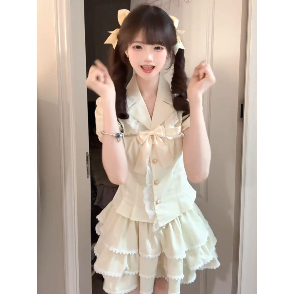 2026巨好看的夏季穿搭蛋糕裙小个子连衣裙两件套装女短裙子甜美风