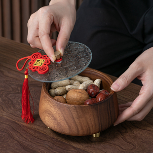 创意实木KTV家用客厅茶几果皮盅收纳盒茶室会所办公室糖果盒轻奢