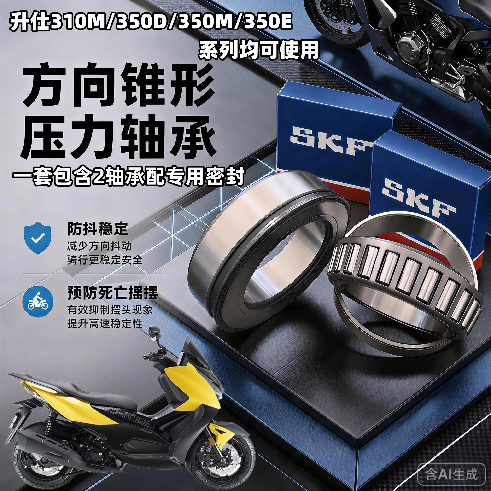 适用升仕310M 350D 350M 350E方向柱龙头压力锥形滚子轴承防抖把