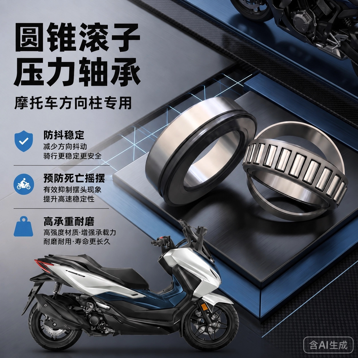 适用本田NSS350 佛沙350方向柱龙头轴承FORZA350锥形滚子压力轴承