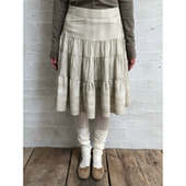 蛋糕裙2026春新款 dorydory 荷叶边中长款 复古浅米绿半身裙女