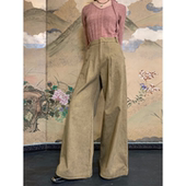 春秋新款 卡其色休闲裤 宽松阔腿西装 裤 子 dorydory 女裤 新中式