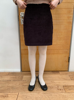 dorydory 无花果色坑条灯芯绒直筒半身裙复古高级感a字短裙秋冬