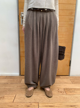 dorydory 花边褶皱灯笼裤2025新款 软糯宽松垂坠感针织休闲长裤女