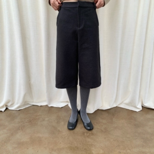 dorydory双面针织毛呢五分裤 羊毛高腰显腿长复古2025秋冬直筒中裤