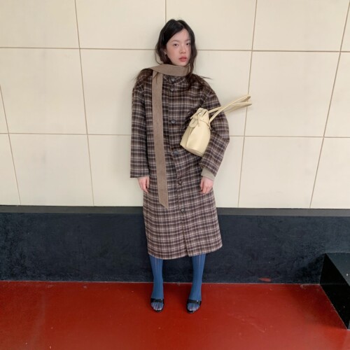 dorydory 两穿格纹双面羊毛呢外套复古高级感秋冬新款复古大衣女