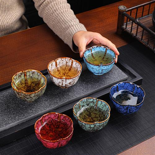 窑变天目釉盏茶杯套装陶瓷家用单只主人杯创意品茗杯大小号喝茶碗