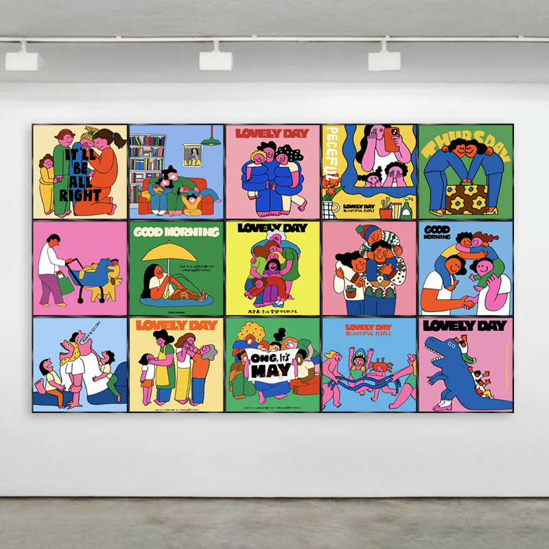 多巴胺客厅装饰画餐厅壁画摆画儿童房卧室组合挂画海报沙发背景墙图片