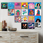 免打孔装 饰画挂画沙发背景墙壁画客厅卧室韩国可爱卡通插画海报画