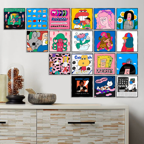 免打孔客厅奶茶店韩国插画装饰画