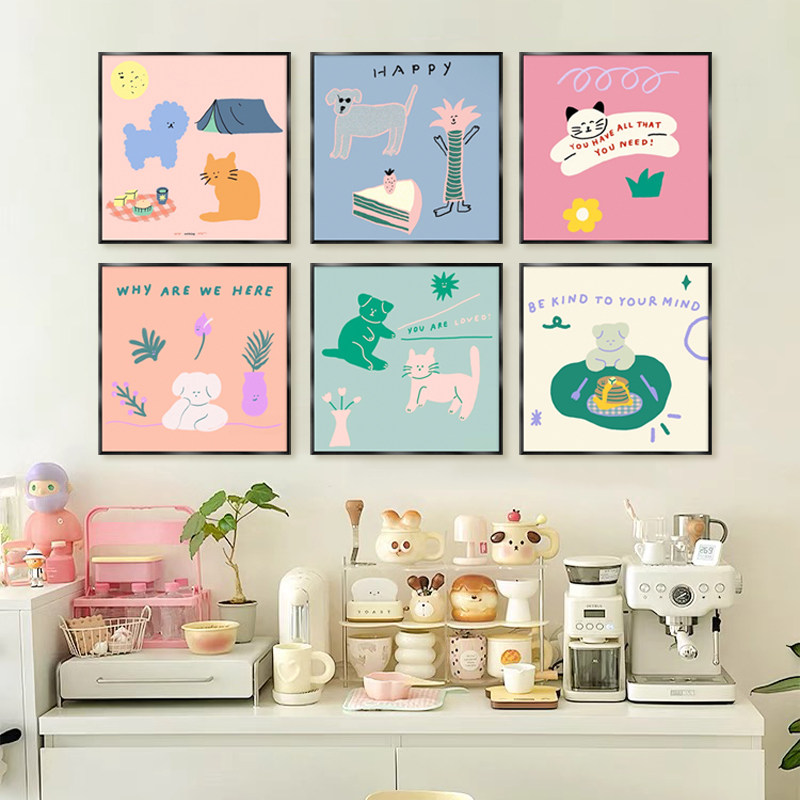潮流卡通装饰画可爱小动物挂画简约壁画客厅沙发背景墙画店铺摆画,家居饰品,现代装饰画,淘宝优惠券,粉丝福利购,淘宝优惠卷