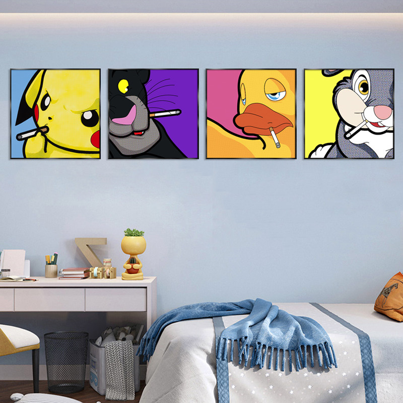 免打孔沙发背景装饰画网咖海报挂画客厅壁画搞笑潮流创意墙面店铺,家居饰品,现代装饰画,淘宝优惠券,粉丝福利购,淘宝优惠卷
