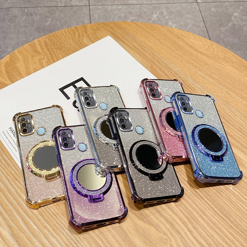 闪粉镜面支架适用OPPO A1/A2/A3电镀气囊手机壳新款渐变闪粉适OPPO A1/A2/A3女高级感气囊防摔保护套