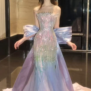 2025新款高端轻奢小众设计感星河璀璨人鱼姬礼服长裙