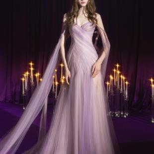 2025新款 复古蕾丝花边礼服裙女高级感气质名媛宴会晚礼服 法式