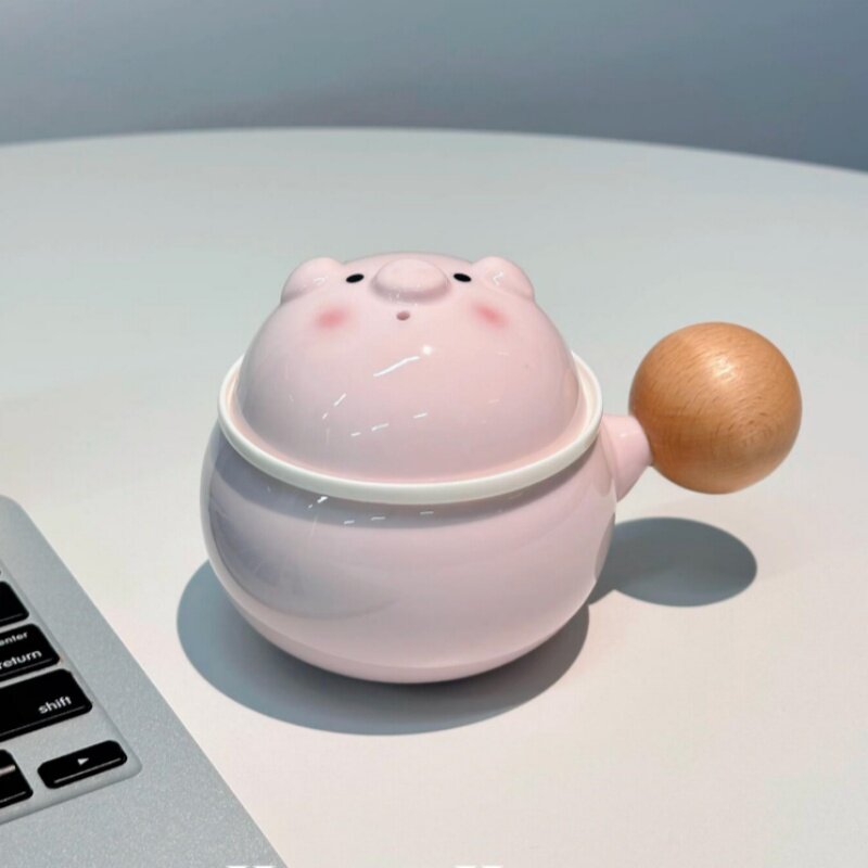 【养生好物】可爱猪猪泡茶杯茶壶创意办公室陶瓷茶水分离杯礼物女