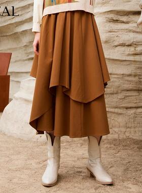 it'real瑞尔法式复古半身裙春秋新款维多利亚多层设计感长裙