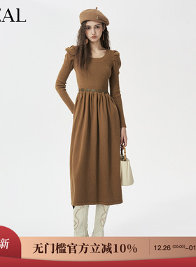 it'real瑞尔25年冬季新款简约复古修身弹力连衣裙女