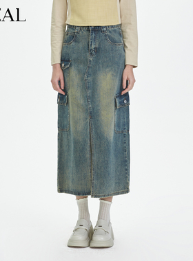 it'real瑞尔春季新款休闲时尚直筒牛仔半裙女