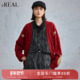 real瑞尔25年冬季 新款 圣诞风休闲复古时尚 毛织开衫 女