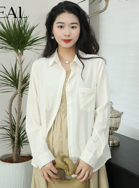 it'real瑞尔春新款轻薄款衬衫女防风小个子长袖宽松衬衣女