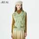 新款 real瑞尔秋季 复古艺术勾花叠穿层次感针织背心马甲女