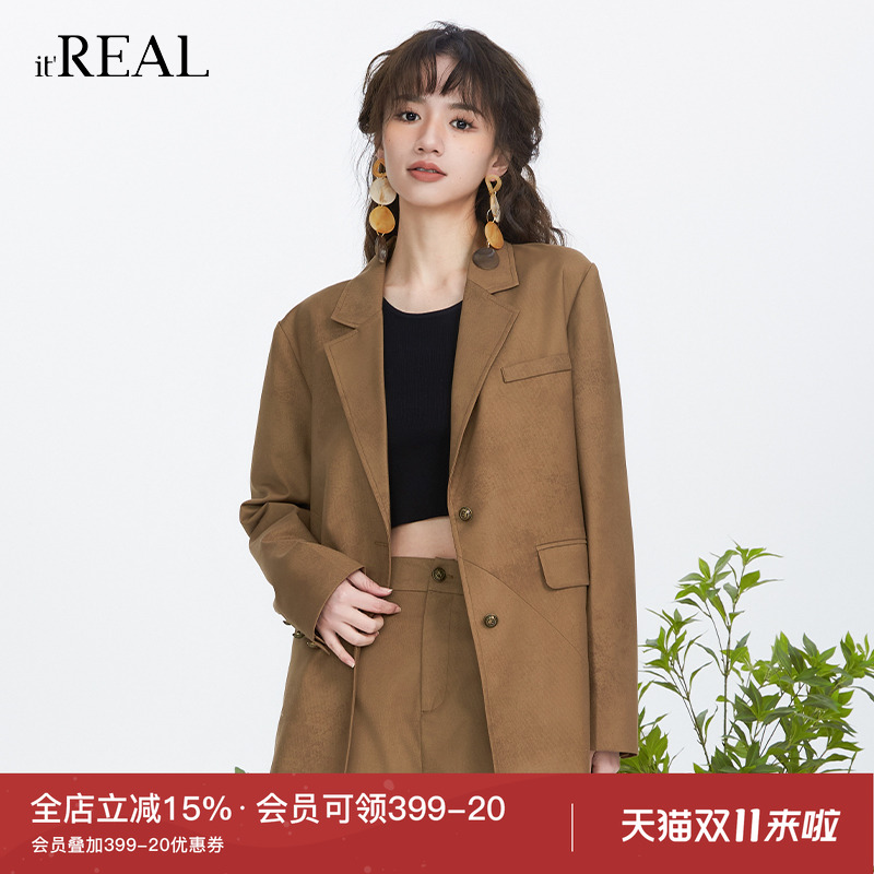 瑞尔长袖复古长袖西服外套