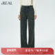 real瑞尔冬季 新款 薄绒保暖复古宽松休闲牛仔直筒长裤 女下装