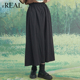 复古百搭伞裙半身裙裙子中长款 real瑞尔夏新款 休闲A字裙