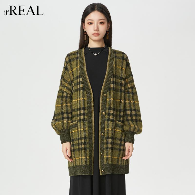 法式复古短外套itreal针织开衫