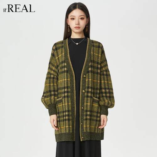 法式复古短外套itreal针织开衫