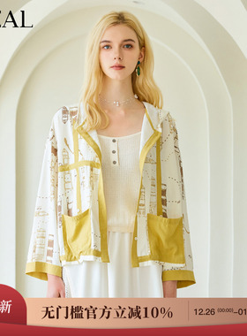 it'real瑞尔夏季新款法式复古轻薄宽松拼接连帽女