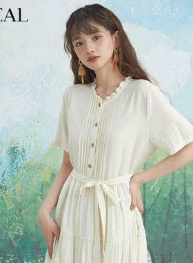 it'real瑞尔夏新款法式优雅端庄短袖连衣裙精致高级中长衬衫裙